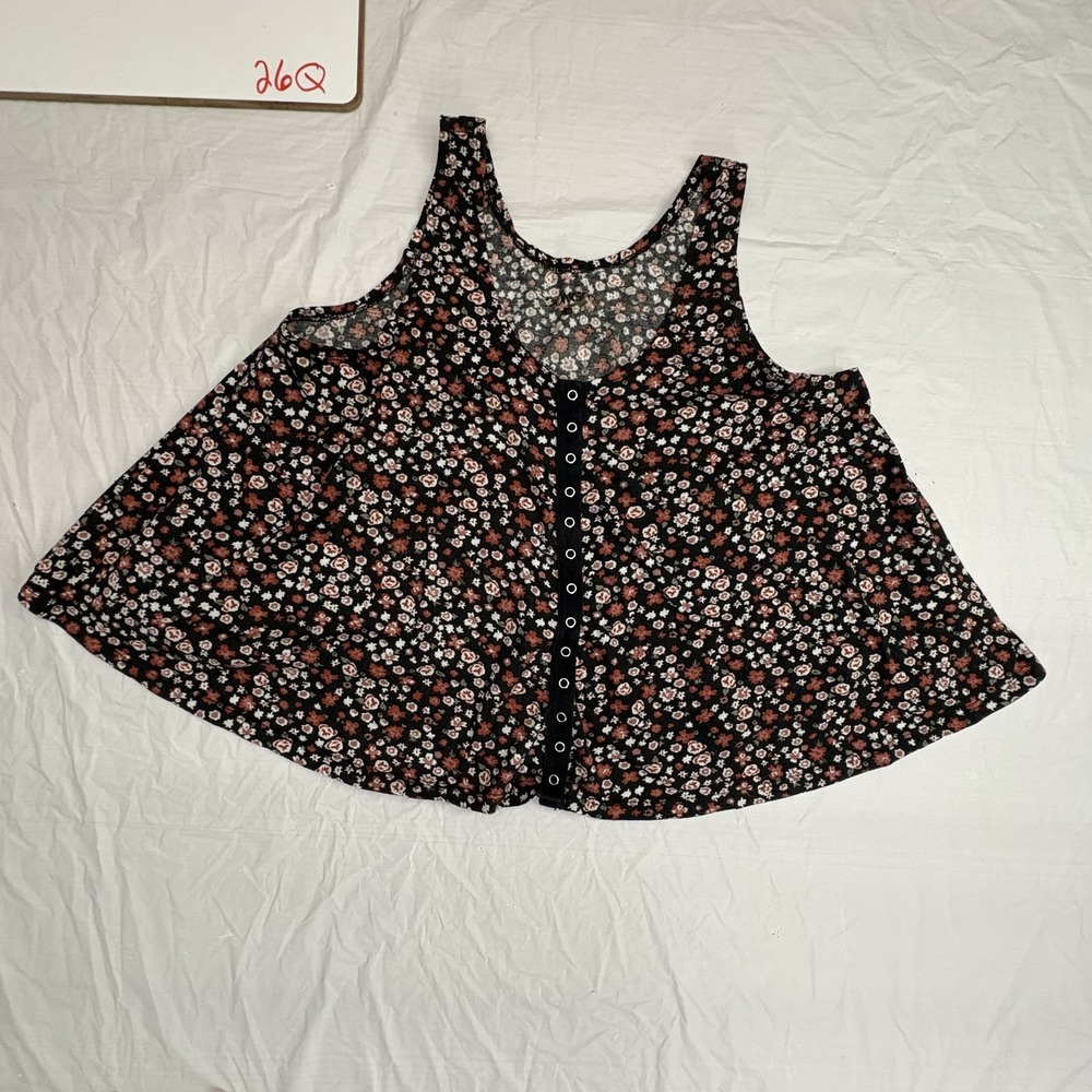 Bongo Juniors cropped tank top, multicolor floral, size Large